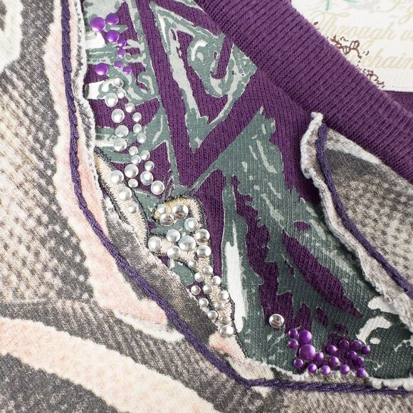 Ruthless Art Short Sleeve V Neck Shirt Womens 3XL Purple Bling Eclectic Y2K - Picture 13 of 16